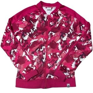 Puma All Over Print T7 Women's Track Jacket Love Potion Size Small Pink & White